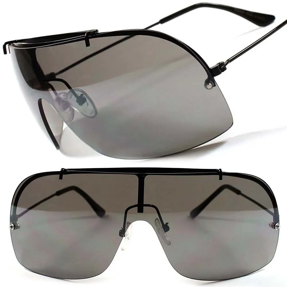 Genuine Vintage Oversize Driving Gray Lens Mens Womens Wrap Shield Sunglasses